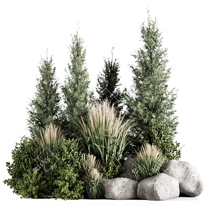 High-Quality Bush Set01 Model 3D model image 1