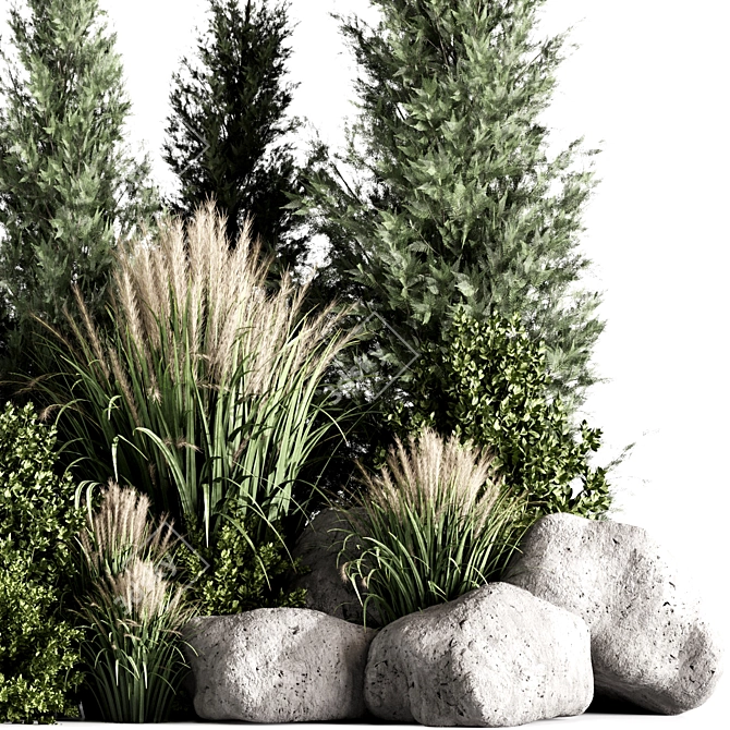 High-Quality Bush Set01 Model 3D model image 4