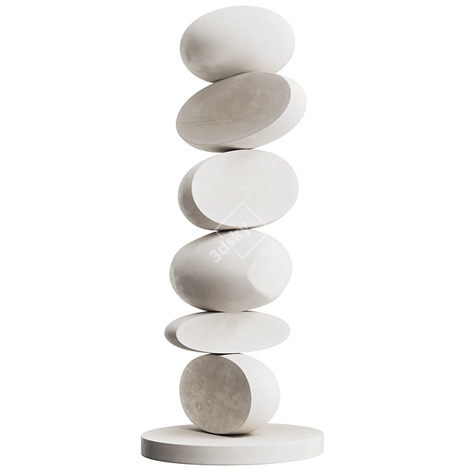 Modern Minimalist Totem Sculpture 3D model image 2