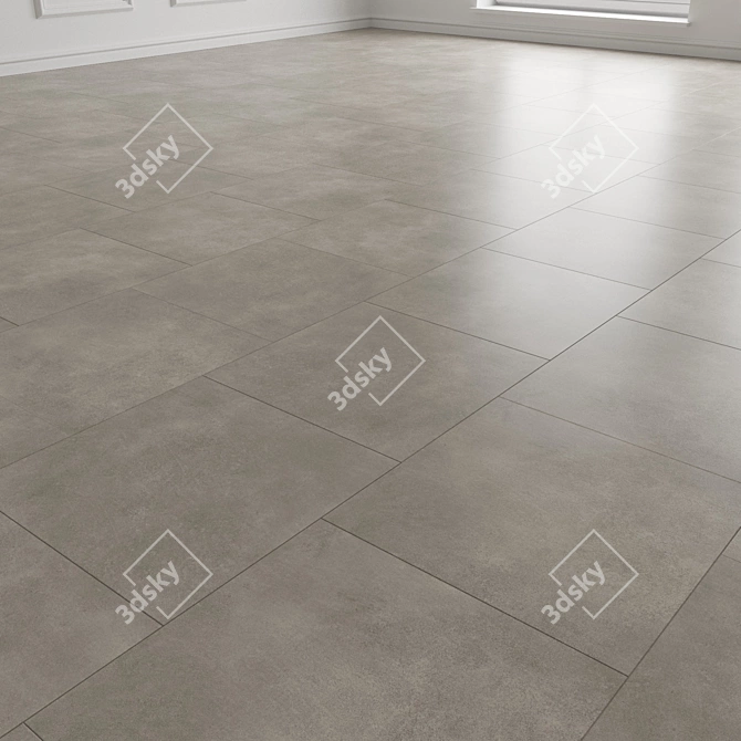 Taupe Ceramic Floor Tiles - Pack 3D model image 3