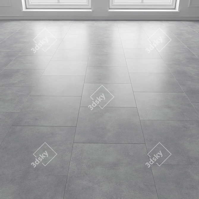 Premium Slate Grey Floor Tiles 3D model image 2