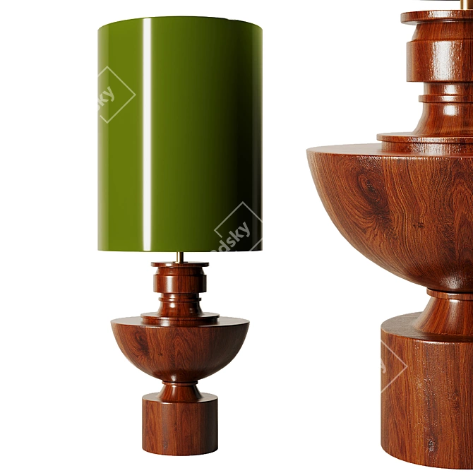 Spun Wood Lamp with Lacquer 3D model image 1