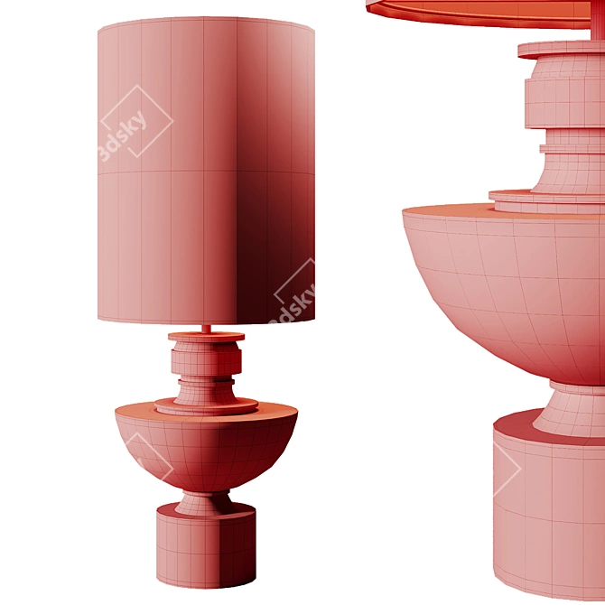 Spun Wood Lamp with Lacquer 3D model image 3