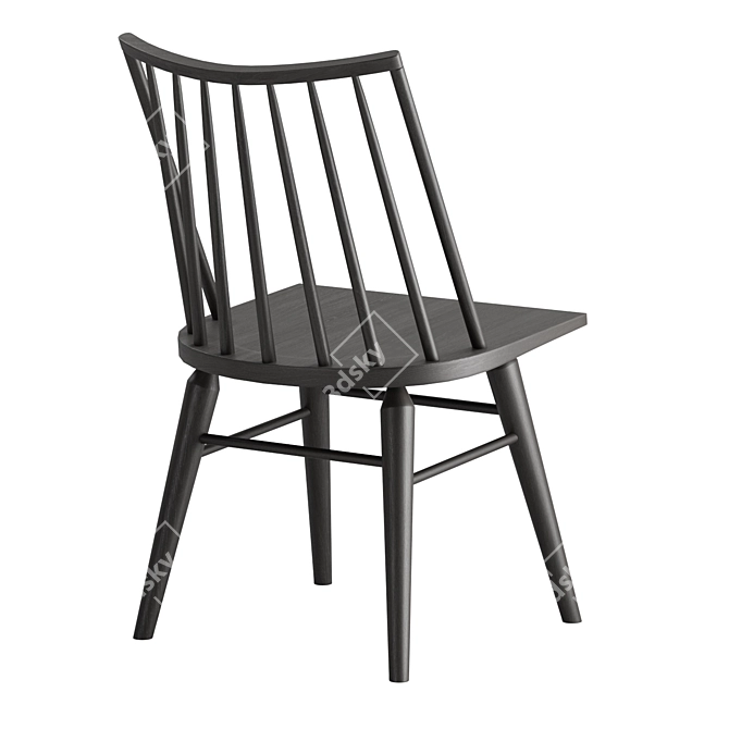 Black Oak Windsor Dining Chair 3D model image 3