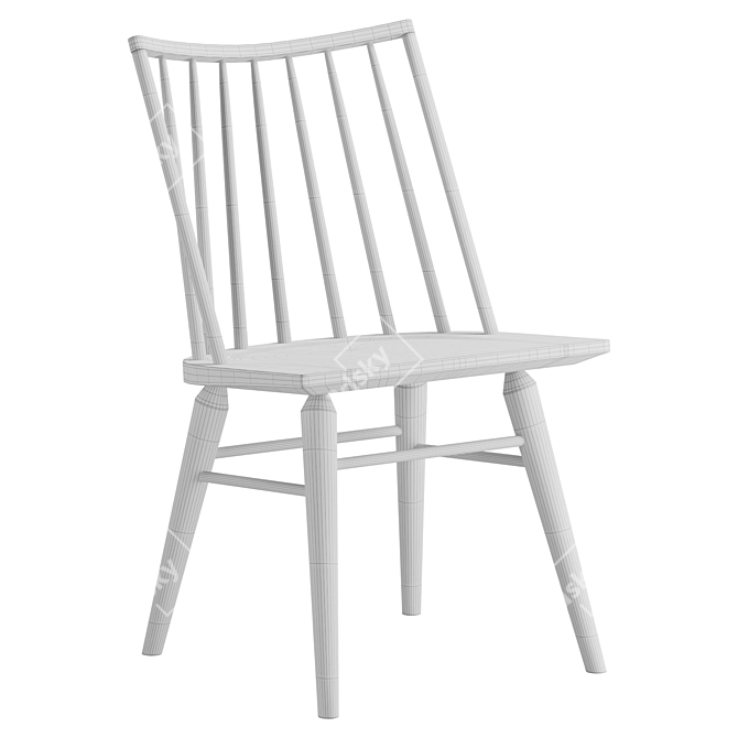 Black Oak Windsor Dining Chair 3D model image 4