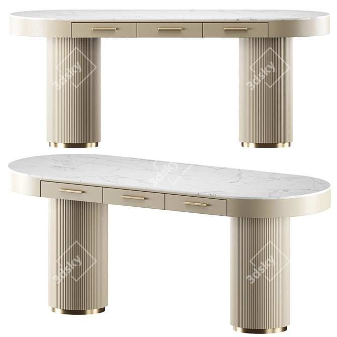 Marble Finish Office Desk 3D model image 1