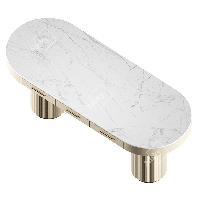 Marble Finish Office Desk 3D model image 2