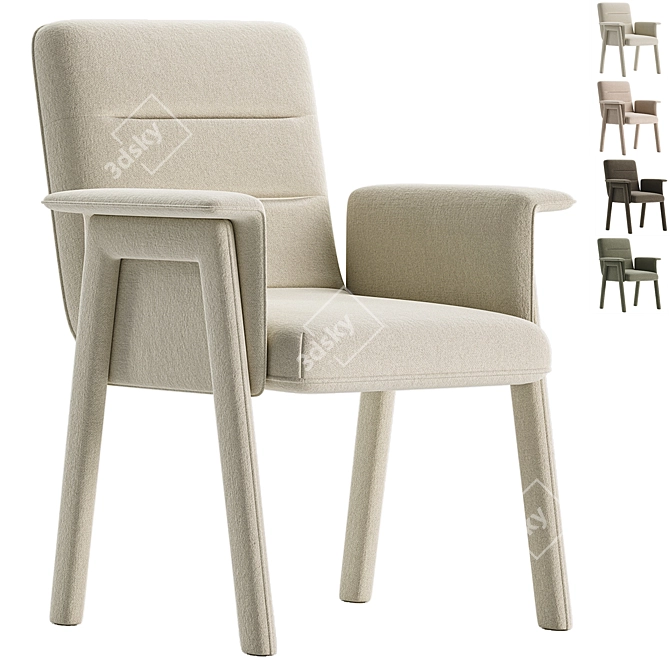 Elegant Velvet Dining Chairs Set 3D model image 1