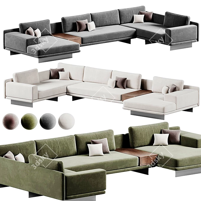 Dresden Modular Sectional Sofa Set 3D model image 1