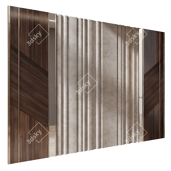 Modern Wood Fabric Wall Panels 3D model image 3