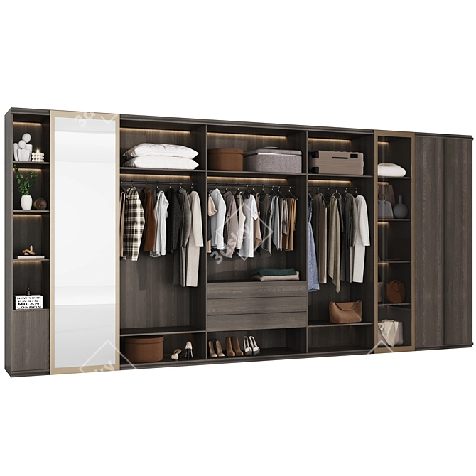 Modern Wardrobe with Customize Options 3D model image 2