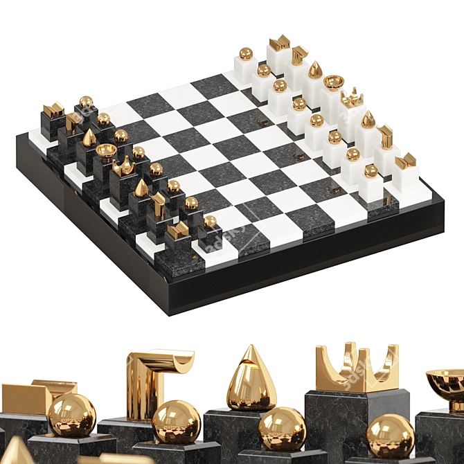 Luxury Chess Set Replica 3D model image 1