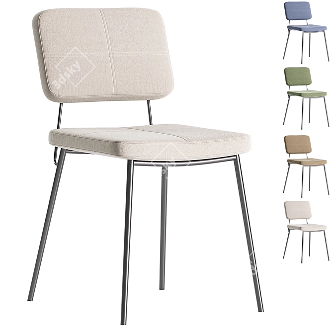 Odette Lint Upholstered Dining Chairs 3D model image 1