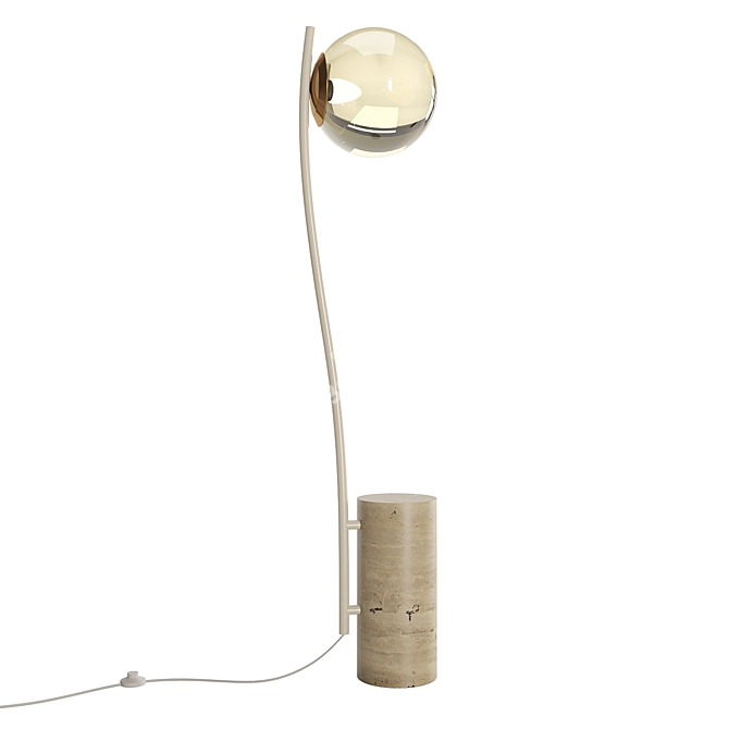 Cora Travertine Base Floor Lamp 3D model image 2