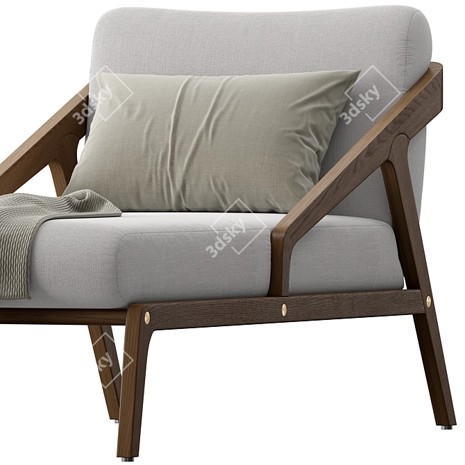 Streamlined Wood Arm Chaise Lounge 3D model image 3