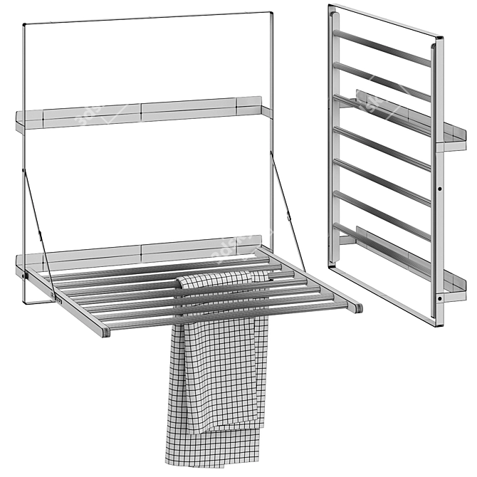 Modern Towel Laundry Drying Rack 3D model image 2