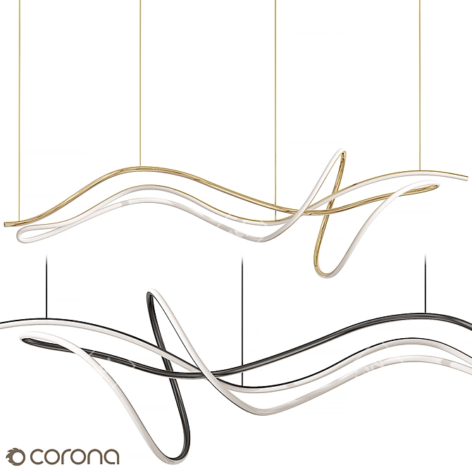 Sleek Art Line Pendant Lamp 3D model image 1