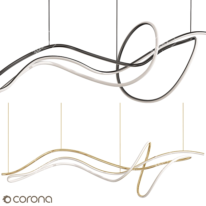 Sleek Art Line Pendant Lamp 3D model image 4