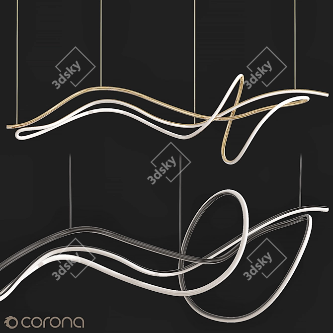 Sleek Art Line Pendant Lamp 3D model image 5