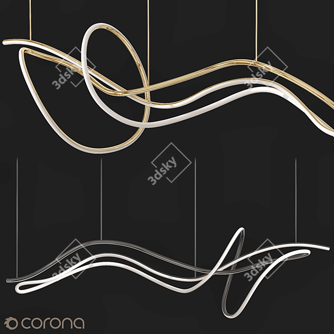 Sleek Art Line Pendant Lamp 3D model image 6