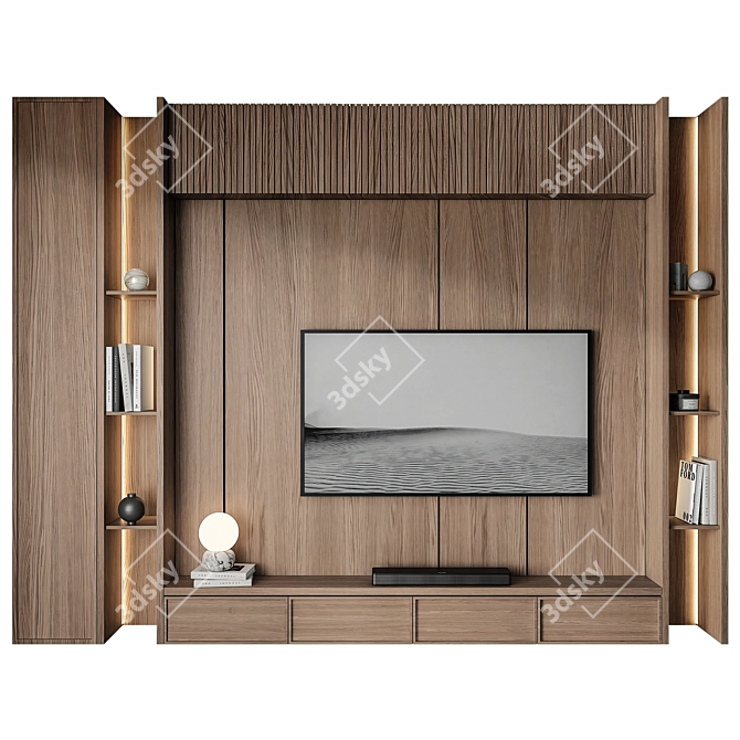 Modern TV Wall Set 26 3D model image 1