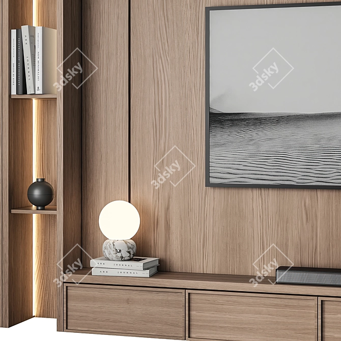 Modern TV Wall Set 26 3D model image 2