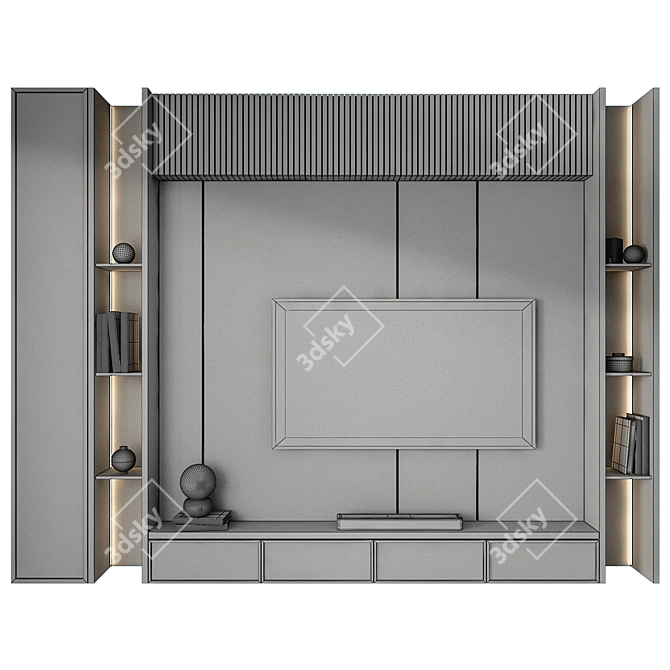 Modern TV Wall Set 26 3D model image 3