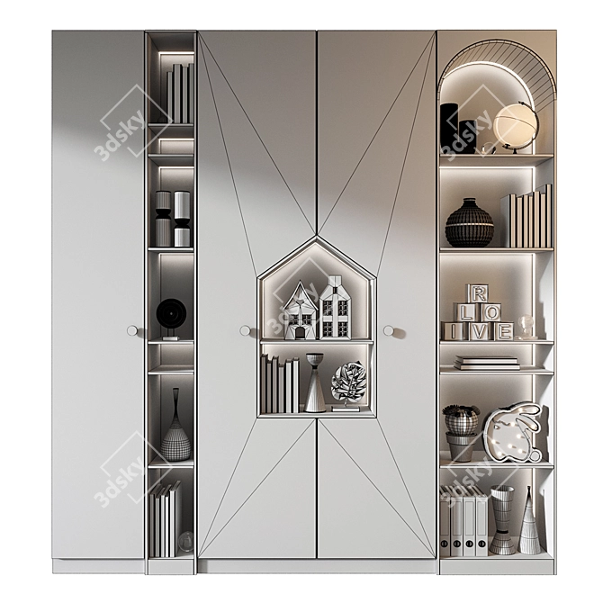 Modern Bookshelf GHS-2579 Ensemble 3D model image 3