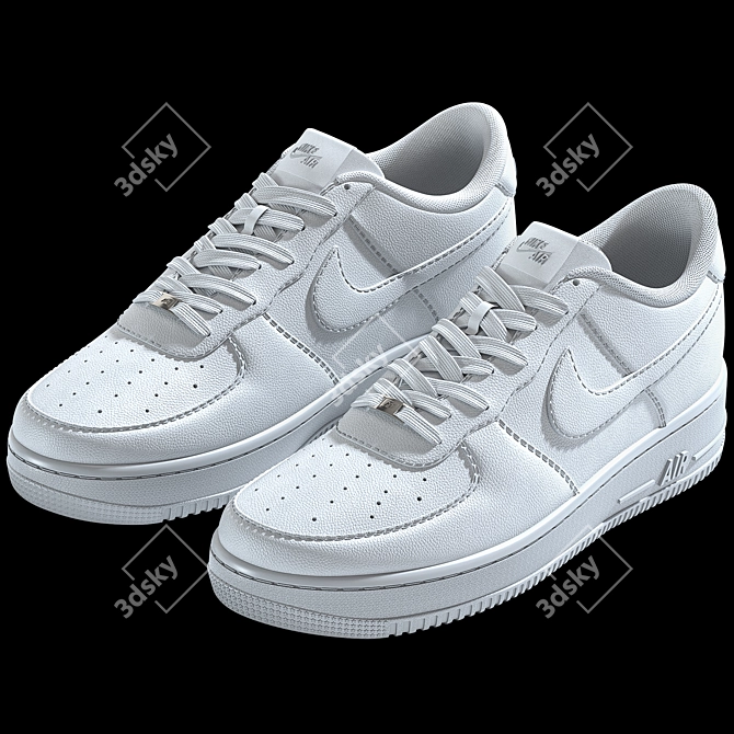 Highly Detailed White Nike AF1 3D model image 3