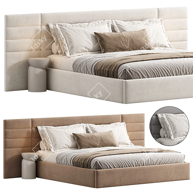 Modern Double Bed Orly 3D model image 1