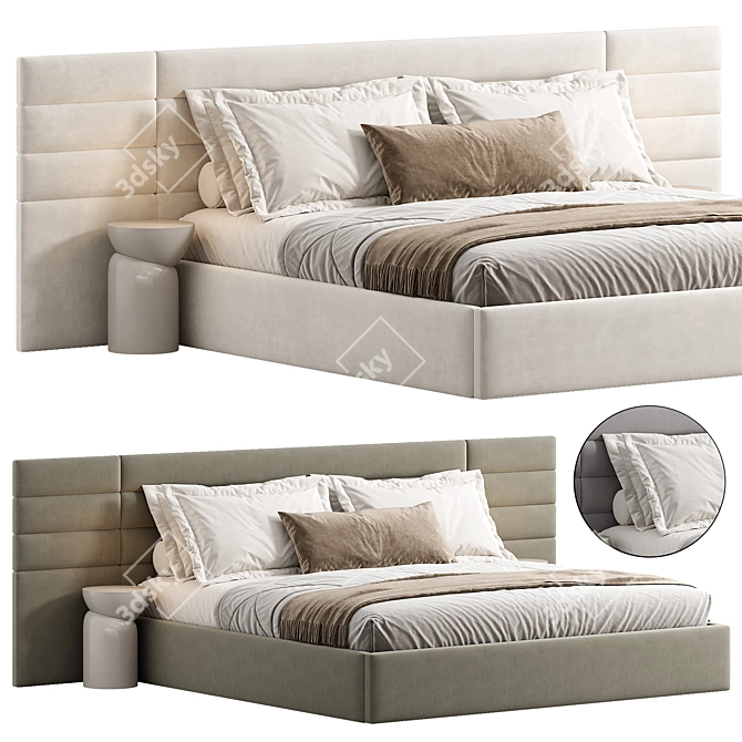 Modern Double Bed Orly 3D model image 3