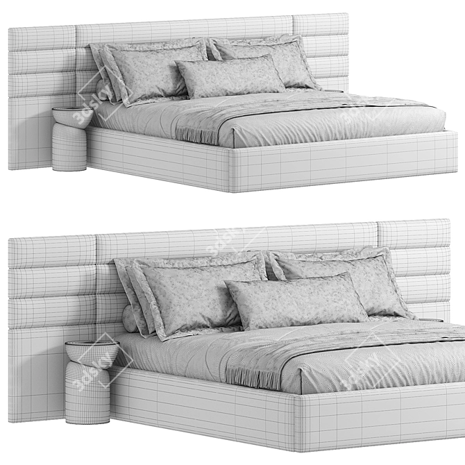 Modern Double Bed Orly 3D model image 6
