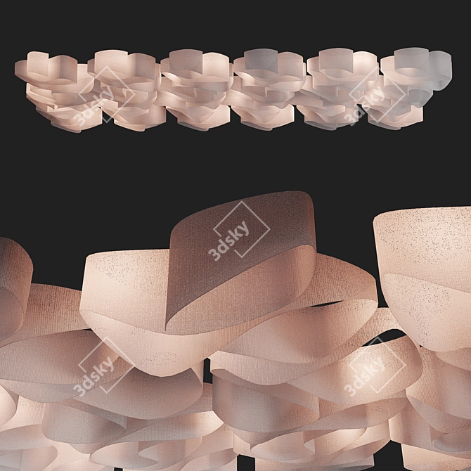 Designer Wave Fabric Ceiling 3D model image 5