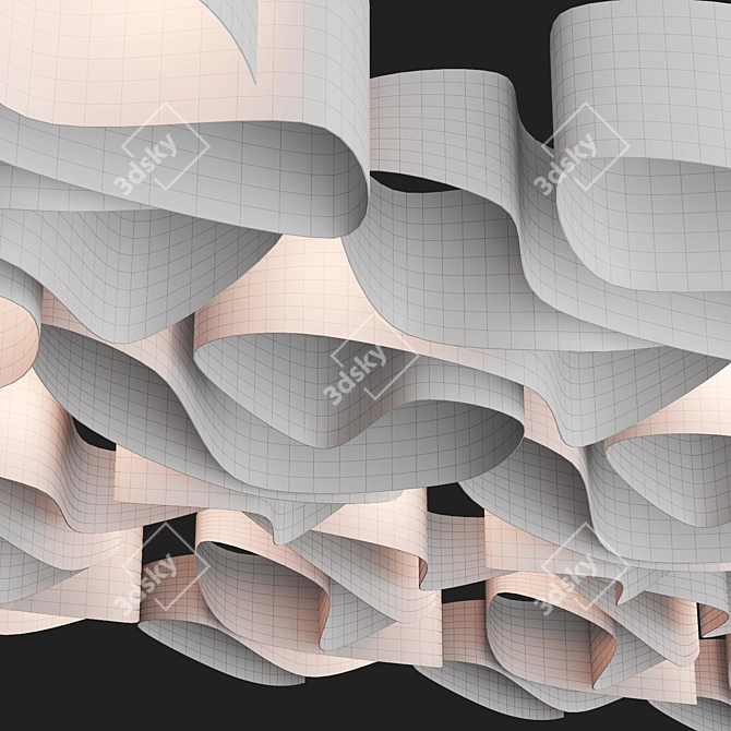 Designer Wave Fabric Ceiling 3D model image 6