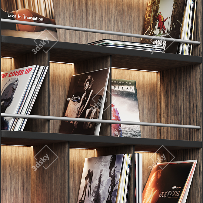 Modern Vinyl Record Storage Rack 3D model image 3