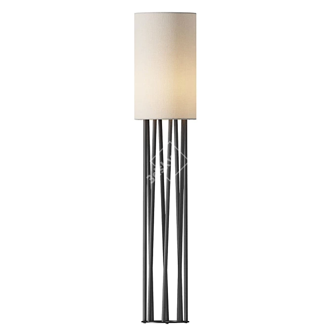 Modern High Floor Lamp in Black 3D model image 3