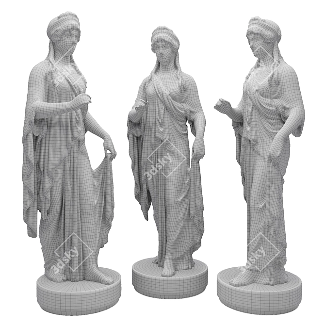 Greek Goddess Sculpture, Elegant Home Décor 3D model image 7