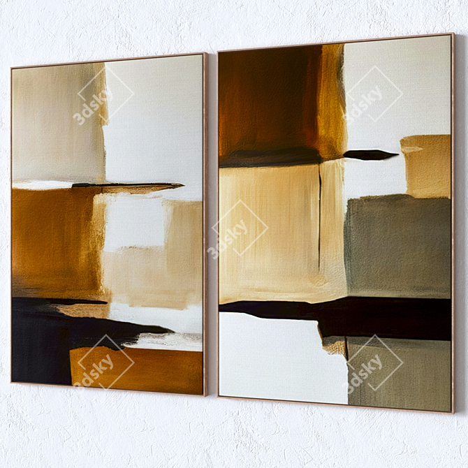 Large Wall Painting Set Frames 3D model image 3