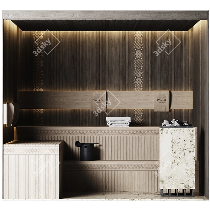  Modern Home Sauna Set 3D model image 2