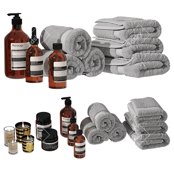 Sleek Bathroom Decor Set 3D model image 3
