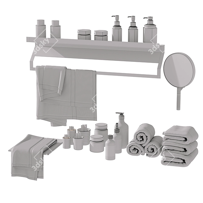 Sleek Bathroom Decor Set 3D model image 5