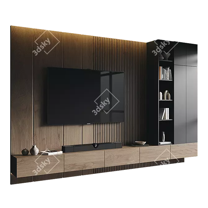 Modern TV Wall Set Design 3D model image 1