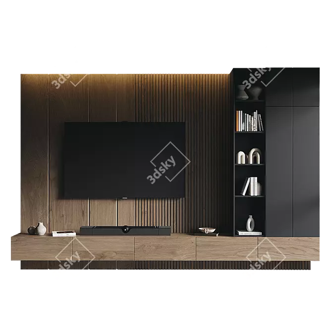 Modern TV Wall Set Design 3D model image 2