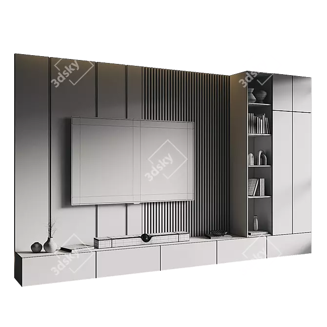 Modern TV Wall Set Design 3D model image 4