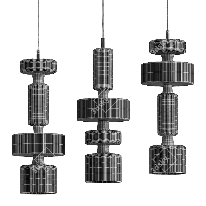 Elegant Level Pendant Lamp 3D model image 3