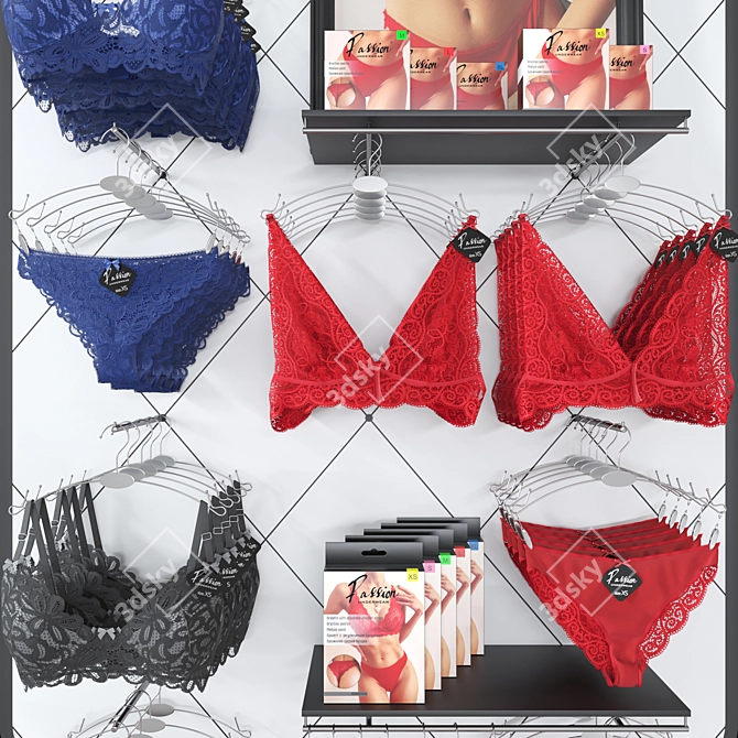 Lingerie Display Set with Mannequin 3D model image 5