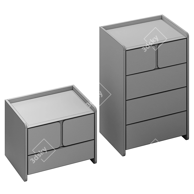 Milan Bedside Table, Chest 3D model image 7