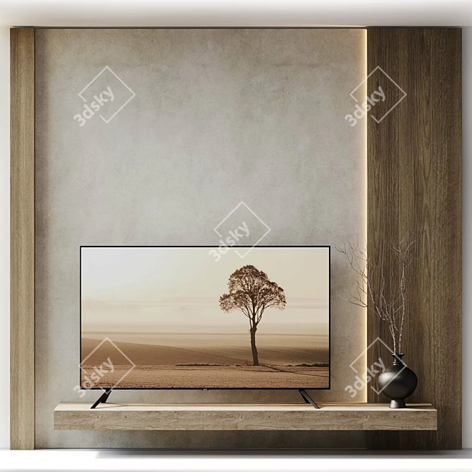 Minimalist TV Wall Decor 3D model image 1