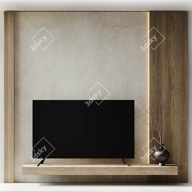 Minimalist TV Wall Decor 3D model image 2