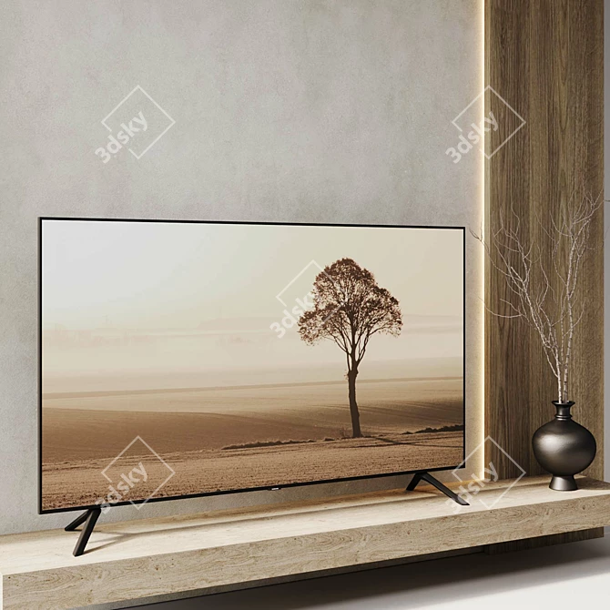 Minimalist TV Wall Decor 3D model image 4